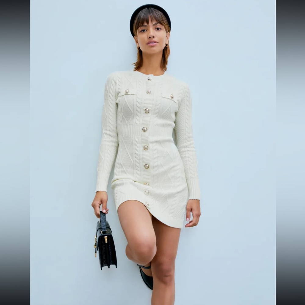 Cider Knit Solid Round Neckline Button Sweater Cr… - image 8